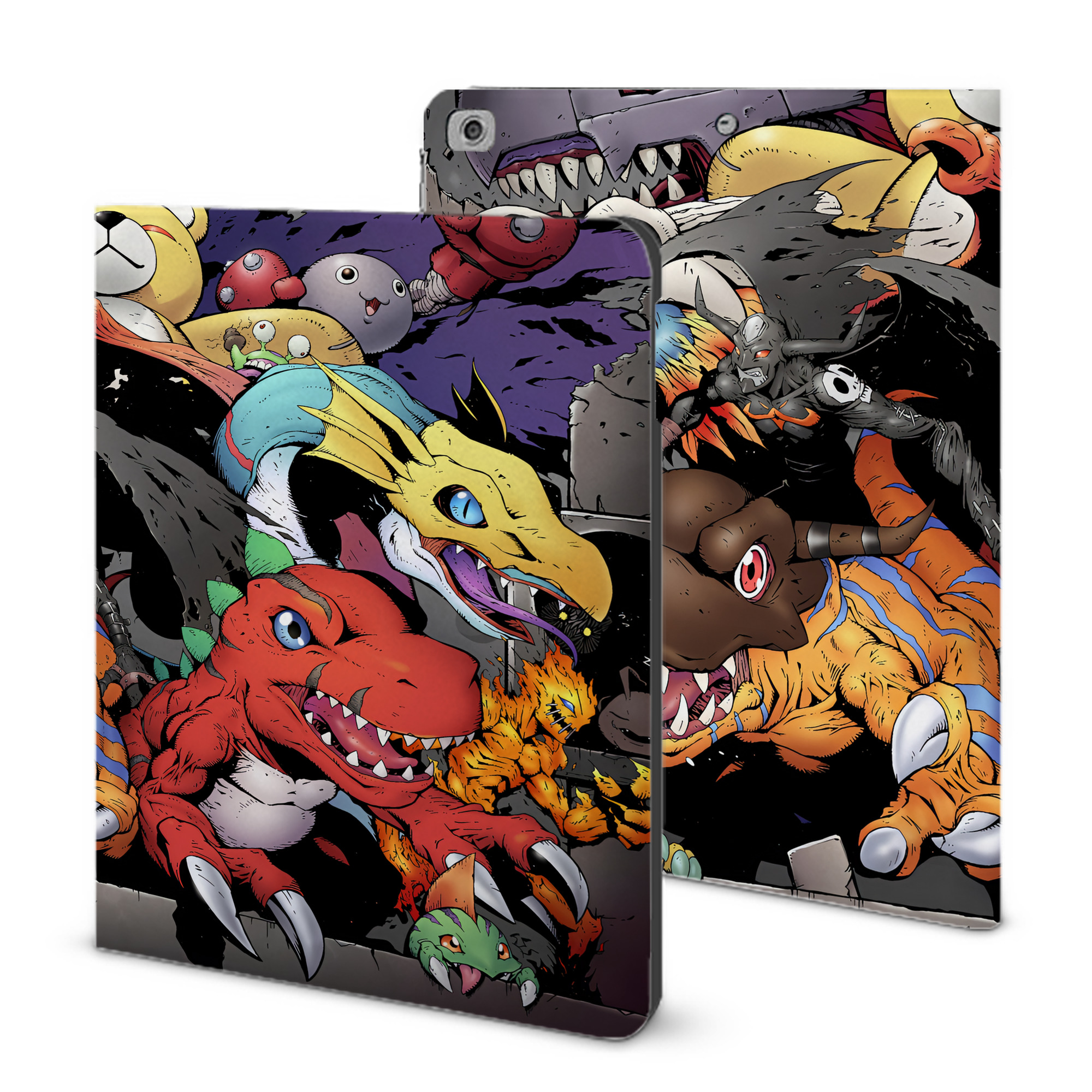 （画像用） Digimon デジタルモンスター/デジモン IPad ケース ブック型 PUレザー TPU 耐衝撃 軽量 薄型 ペン収納なし 全面保護 IPad 各モデル対応